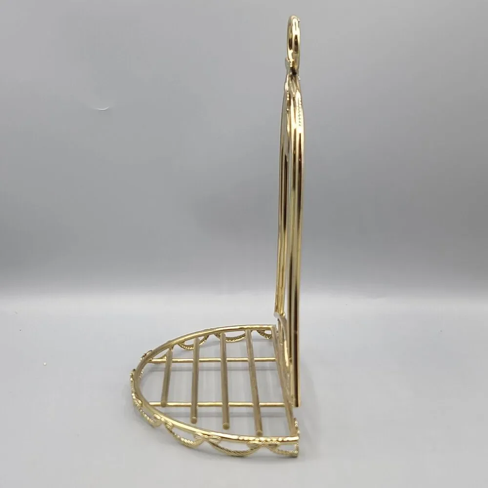 Christmas Holiday Jingle Bell Gold Plated Metal Wall Display Shelf Semi Circle